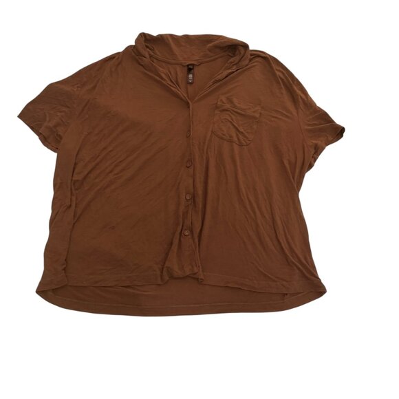 SKIMS Short Sleeve Button Up Top and Drawstring Shorts Set in Copper Women's 3XL - Picture 3 of 8